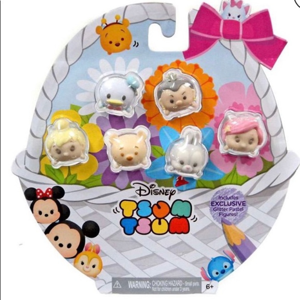 Disney Tsum Tsum glitter pastel mini figure 6-pack - NEW in package.